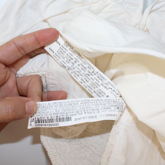 ZARA White Ruched Draped Poplin Top with Smocked Back | Small - Picture 7 of 10